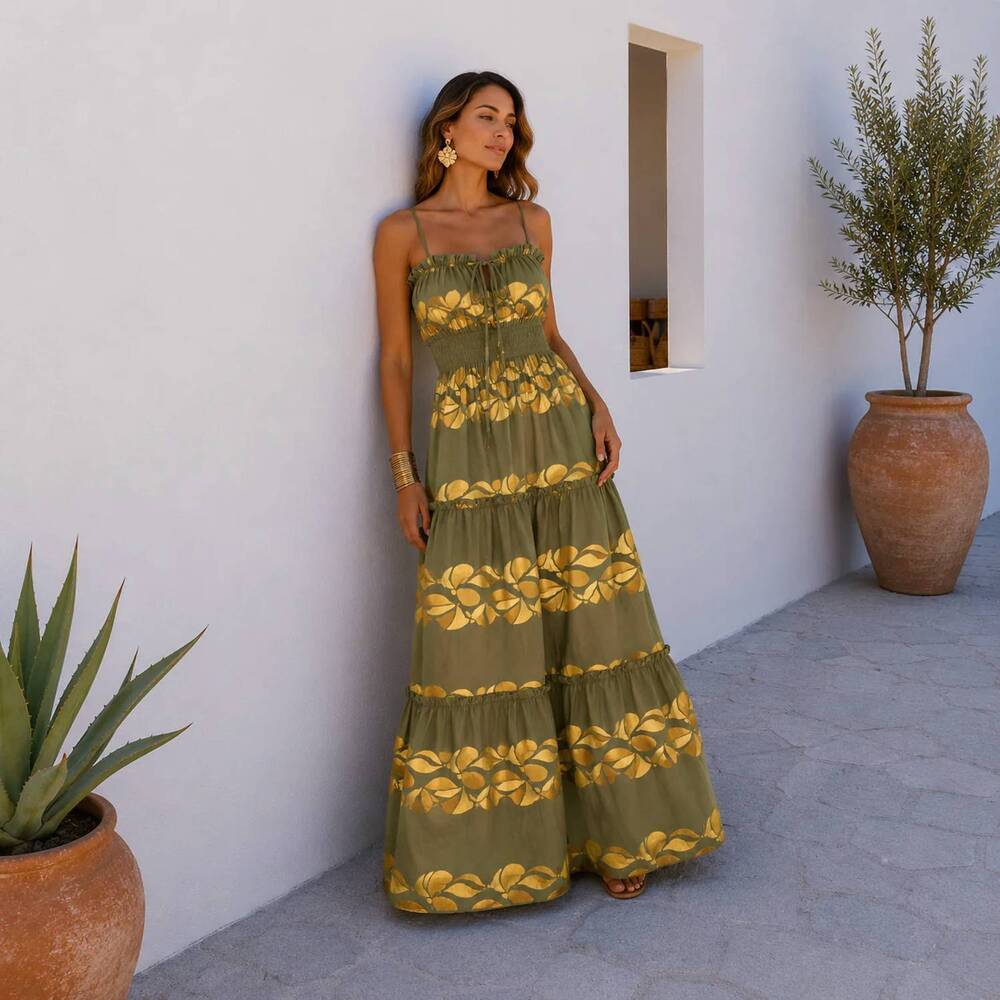 NEW MYSTERY RESORT thalassa maxi dress in olive